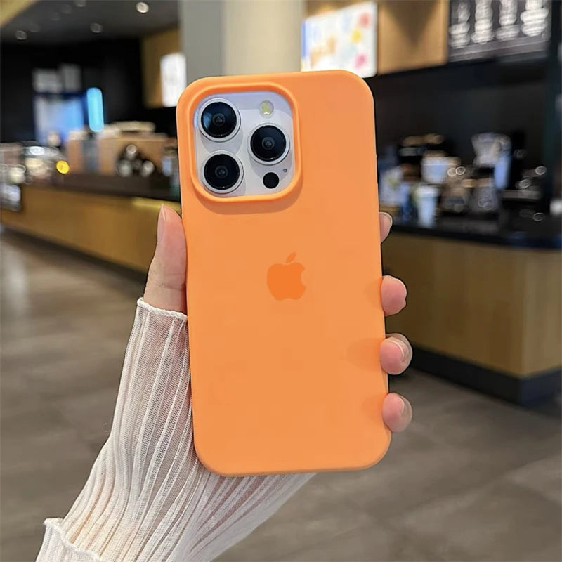 Luxury Original Silicone Case for Apple iPhone 16 15 14 11 12 13 Pro Max Official Cases for iPhone 13 14 12 15 16 Pro LOGO Cover