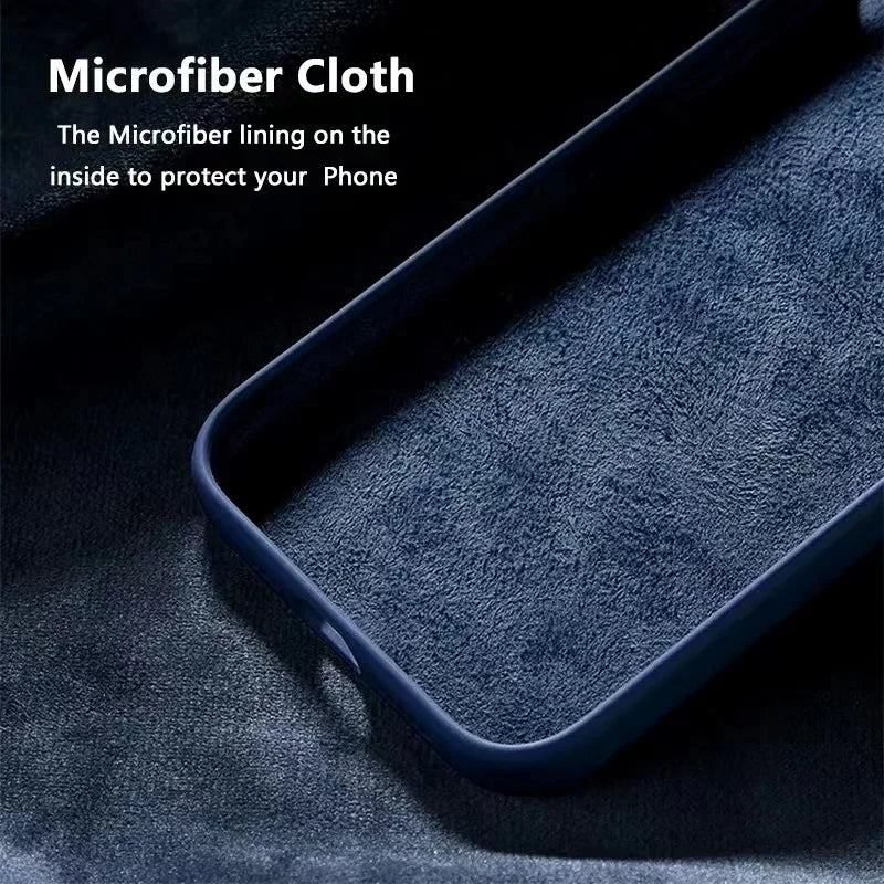 Luxury Original Silicone Case for Apple iPhone 16 15 14 11 12 13 Pro Max Official Cases for iPhone 13 14 12 15 16 Pro LOGO Cover