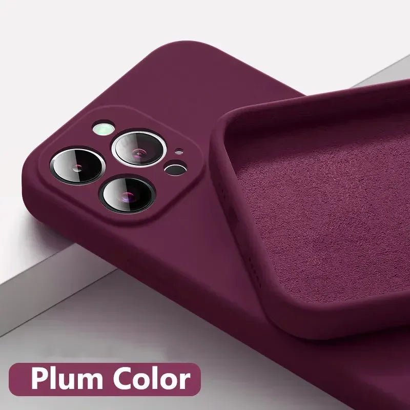 Luxury Silicone Antiskid Phone Case For iPhone 16 15 14 13 11 12 Pro Max 16 Plus Shockproof Full Lens Protection Cover