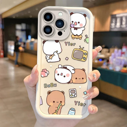 Hot BuBu DuDu Couple Cartoon Phone Case For iPhone 16 Pro Max Case 15 14 13 12 11 Pro XR X XS Max 8 7 Soft Liquid Silicone Cover
