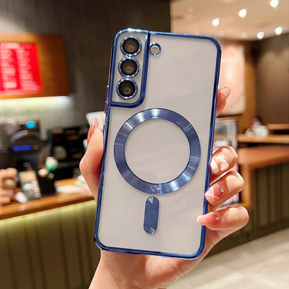 Luxury Plating For Magsafe Magnetic Case For Samsung S25 S24 S23 S22 Ultra Plus S21 S20 FE Note 20 A35 A55 A05 A15 Clear Cover