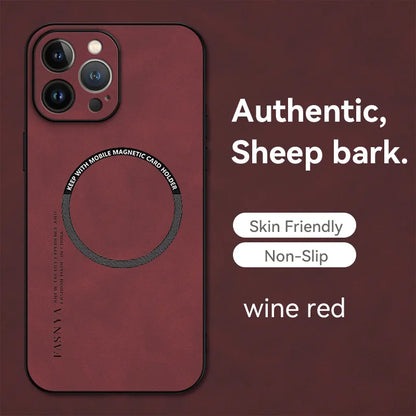 For Magsafe iPhone 15 14 13 12 11 Pro Max X XR XS max 14 15 Plus Sheepskin Vintage Magnetic Leather Soft Phone Case Cover