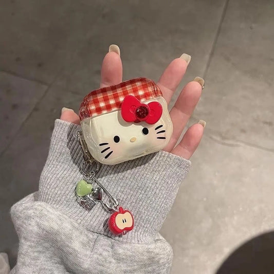 Cartoon Hello Kitty Earphone Case For Apple Airpods 4 3 Pro 2 1 Wireless Bluetooth Headset Protective Cover With Apple Keychain