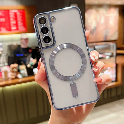 Luxury Plating For Magsafe Magnetic Case For Samsung S25 S24 S23 S22 Ultra Plus S21 S20 FE Note 20 A35 A55 A05 A15 Clear Cover