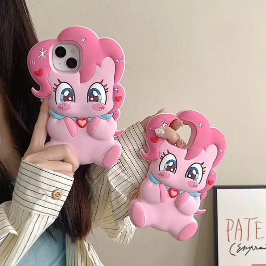 Cartoon 3d Pink Little Mario Suitable For Iphone 13 14 15 16pro Max Phone Back Cover Silicone Protective Cover Soft Shell