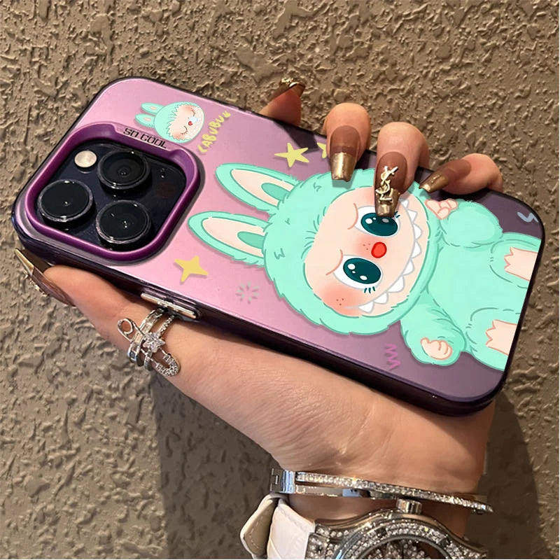 Cute Candy L-La-Bubus Plating Phone Case for iPhone 15 16E 16 11 14 13 12 Pro Max XS X XR Plus 8 7 SE 2020 Shockproof Hard Cover