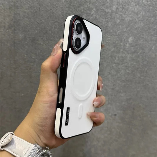 Luxury Matte Leather Magnetic For Magsafe Phone Case For iPhone 16 15 Pro Max 14 13 12 Wireless Charging Shockproof Bumper Cover