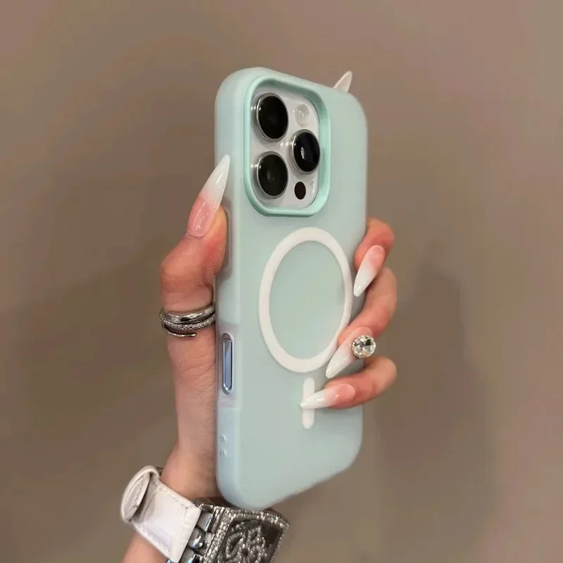 Luxury Candy Color 2 IN 1 Magsafe Case for iPhone 16 15 14 13 12 11 Pro Max Plus Magnetic Wireless Charge Clear Matte Soft Cover