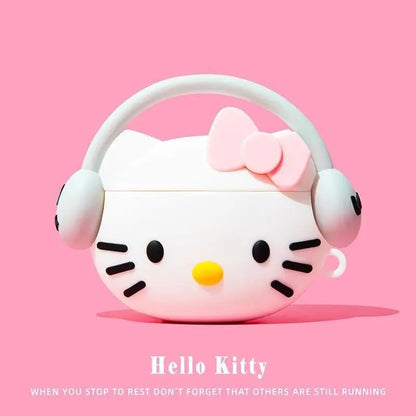 For Airpods 1 2 3 4 Pro Pro 2 Hello Kitty Kuromi Melody Listen To Music Silicone Earphone Case Accessories Cover