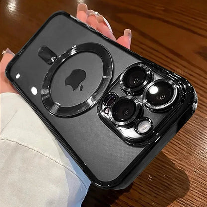 Luxury Plating For Magsafe Magnetic Case For iPhone 16 15 14 13 12 11 Pro Max Plus Wireless Charging Cover With Lens Protector