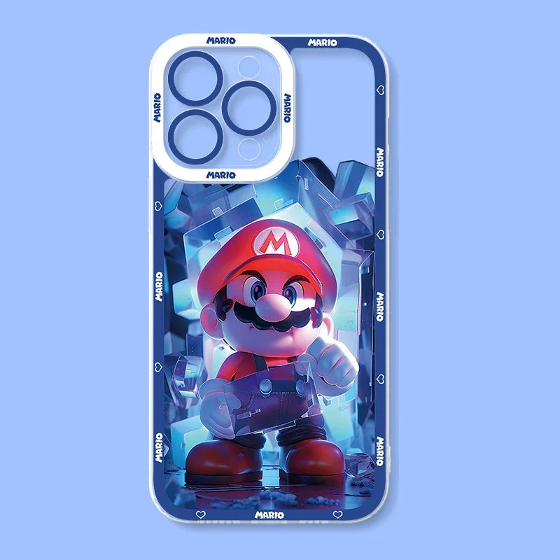 Super M-Marios Bros Clear Phone Case for iPhone 15 14 11 Pro Max 13 12 Mini XR XS X 8 7 6 6S Plus SE 2020 Soft Shockproof Cover