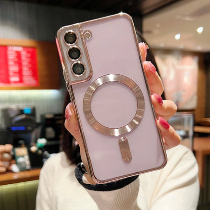 Luxury Plating For Magsafe Magnetic Case For Samsung S25 S24 S23 S22 Ultra Plus S21 S20 FE Note 20 A35 A55 A05 A15 Clear Cover