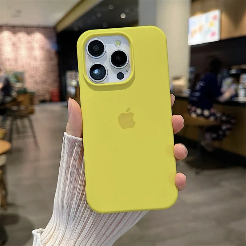 Luxury Original Silicone Case for Apple iPhone 16 15 14 11 12 13 Pro Max Official Cases for iPhone 13 14 12 15 16 Pro LOGO Cover