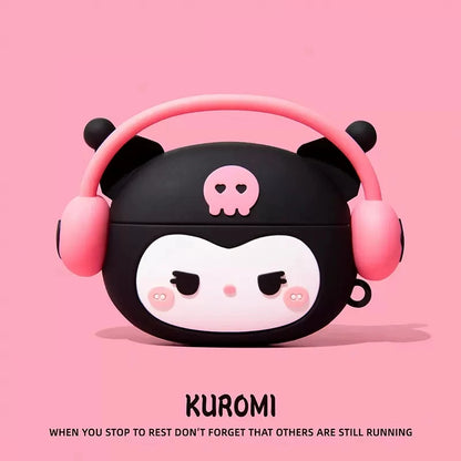 For Airpods 1 2 3 4 Pro Pro 2 Hello Kitty Kuromi Melody Listen To Music Silicone Earphone Case Accessories Cover