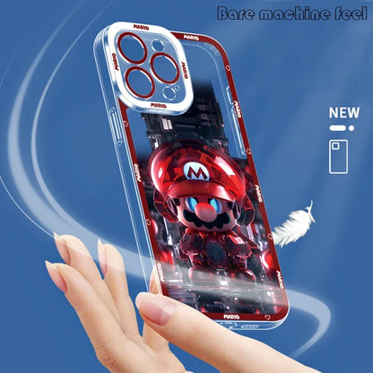 Super M-Marios Bros Clear Phone Case for iPhone 15 14 11 Pro Max 13 12 Mini XR XS X 8 7 6 6S Plus SE 2020 Soft Shockproof Cover