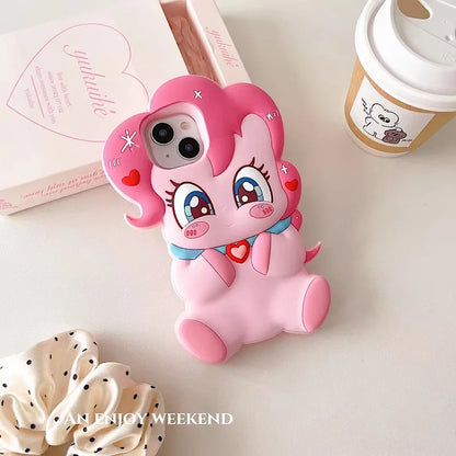 Cartoon 3d Pink Little Mario Suitable For Iphone 13 14 15 16pro Max Phone Back Cover Silicone Protective Cover Soft Shell