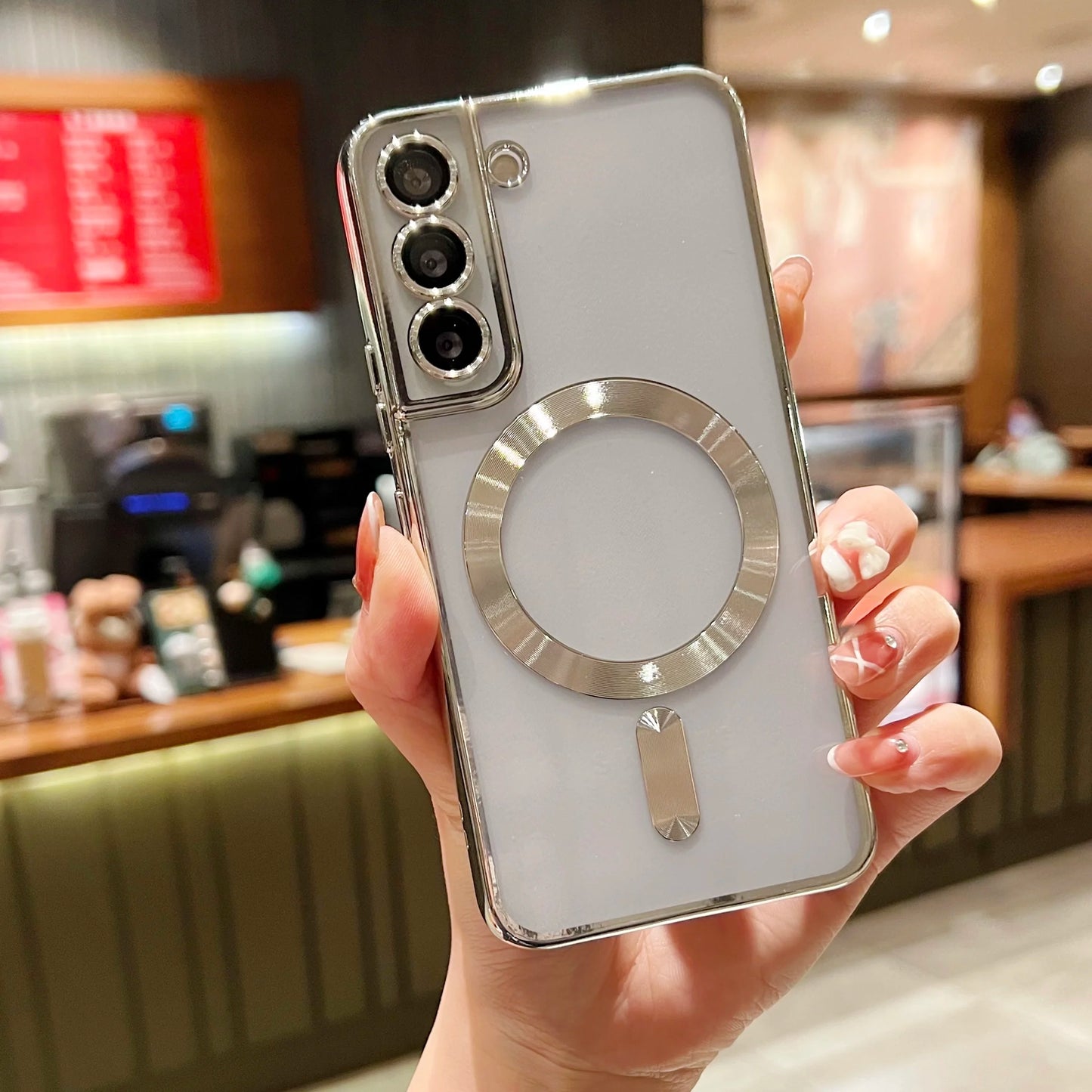 Luxury Plating For Magsafe Magnetic Case For Samsung S25 S24 S23 S22 Ultra Plus S21 S20 FE Note 20 A35 A55 A05 A15 Clear Cover