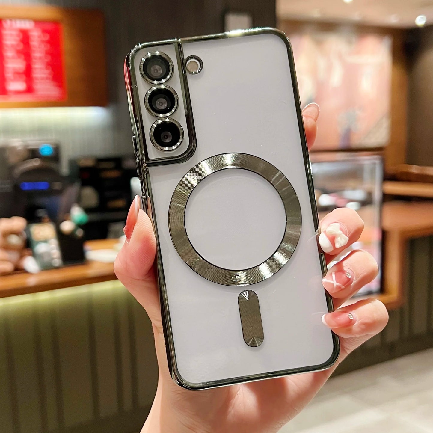 Luxury Plating For Magsafe Magnetic Case For Samsung S25 S24 S23 S22 Ultra Plus S21 S20 FE Note 20 A35 A55 A05 A15 Clear Cover