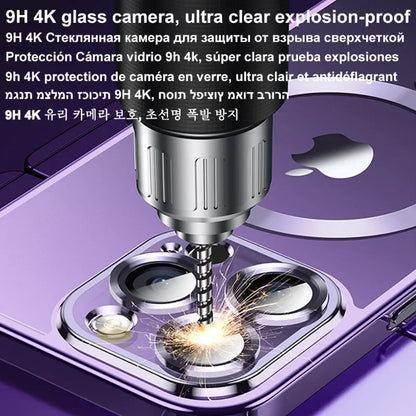 Luxury Plating For Magsafe Magnetic Case For iPhone 16 15 14 13 12 11 Pro Max Plus Wireless Charging Cover With Lens Protector