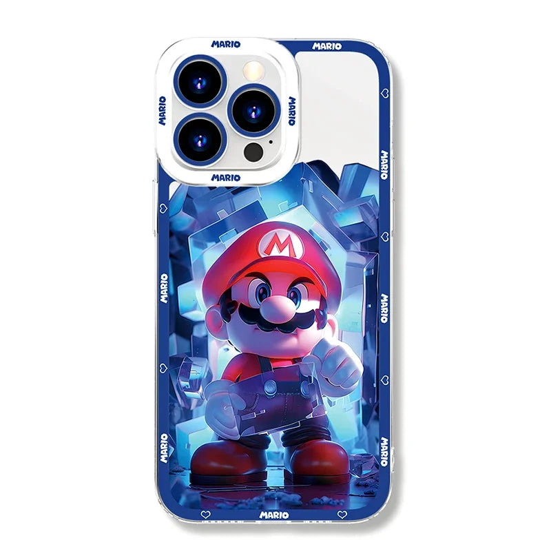 Super M-Marios Bros Clear Phone Case for iPhone 15 14 11 Pro Max 13 12 Mini XR XS X 8 7 6 6S Plus SE 2020 Soft Shockproof Cover