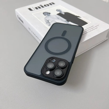 Magnetic Luxury Matte Translucent Armor Shockproof Case For iPhone 16 15 14 13 12 11 Pro Max For Magsafe Wireless Charge Cover