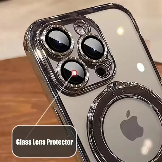 Luxury For Magsafe Bracket Case For iPhone 16 15 14 13 12 11 Pro Max 16 15 Plus Magnetic Ring Stand Holder Clear Acrylic Cover