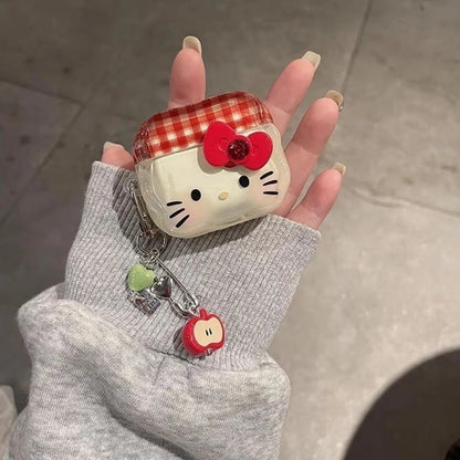 Cartoon Hello Kitty Earphone Case For Apple Airpods 4 3 Pro 2 1 Wireless Bluetooth Headset Protective Cover With Apple Keychain