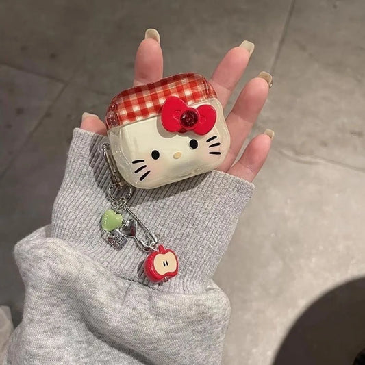Cartoon Hello Kitty Earphone Case For Apple Airpods 4 3 Pro 2 1 Wireless Bluetooth Headset Protective Cover With Apple Keychain