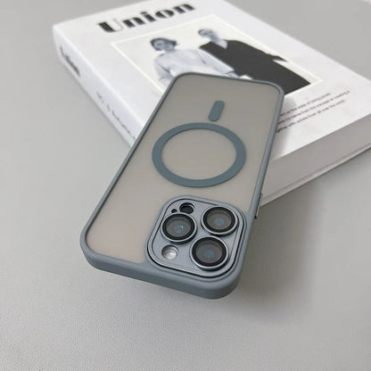 Magnetic Luxury Matte Translucent Armor Shockproof Case For iPhone 16 15 14 13 12 11 Pro Max For Magsafe Wireless Charge Cover