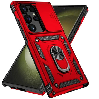 Stand Rotating Slide Camera Lens Military Grade Armor Case For Samsung S25 S24 S23 S22 S21 FE S20 Plus Note 20 Ultra M53 M33