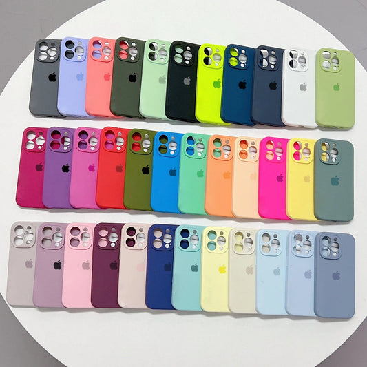 Original Liquid Silicone Phone Case For iPhone 16 15 13 12 14 Pro Max Apple Cases For iPhone 13 12 14 15 16 Plus Full Logo Cover