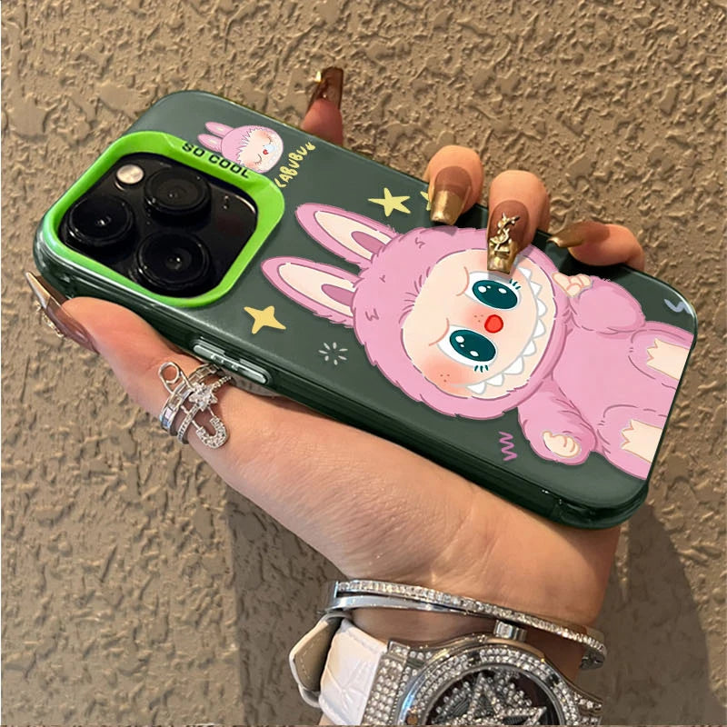 Cute Candy L-La-Bubus Plating Phone Case for iPhone 15 16E 16 11 14 13 12 Pro Max XS X XR Plus 8 7 SE 2020 Shockproof Hard Cover