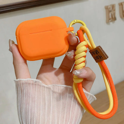 Simple Soft Silicone with Smile Hand Strap Earphone Case For Apple Airpods 4 1 2 Pro 3 Funda Wireless Bluetooth Protective Cover