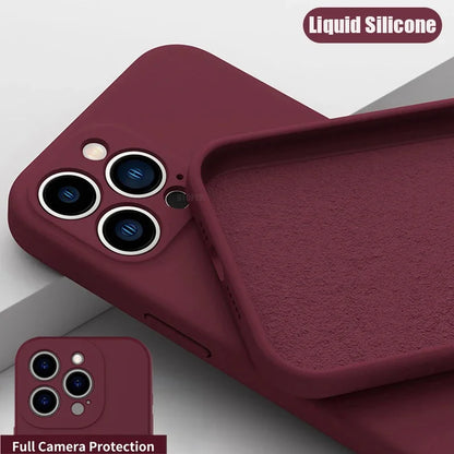 Luxury Silicone Antiskid Phone Case For iPhone 16 15 14 13 11 12 Pro Max 16 Plus Shockproof Full Lens Protection Cover