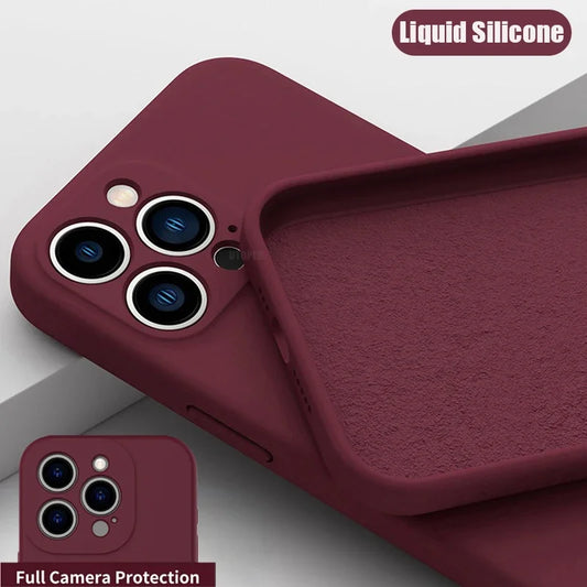 Luxury Silicone Antiskid Phone Case For iPhone 16 15 14 13 11 12 Pro Max 16 Plus Shockproof Full Lens Protection Cover
